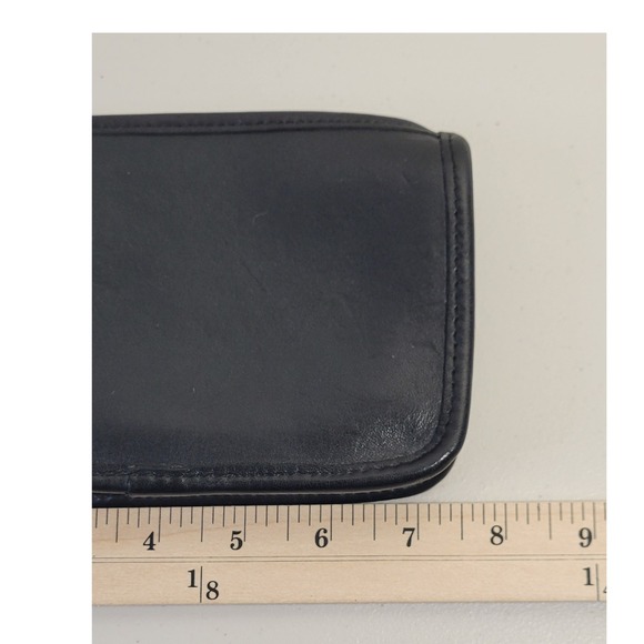 Coach Black Leather Cosmetic Makeup Bag Pouch Clutch Zipper Pouch Travel Storage - Picture 6 of 6